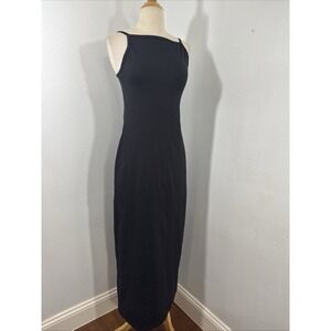 Bebe Moda Midi Dress‎ Womens M Black bodycon Feminine Goth Y2K USA Made